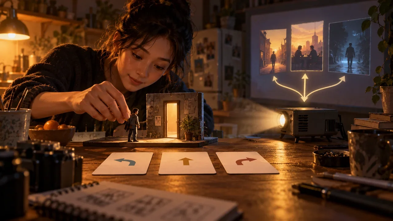 ブログ記事「初めて作るインタラクティブ映像ゲーム：プラットフォームに依存しない3分間の物語テンプレート」のカバー画像